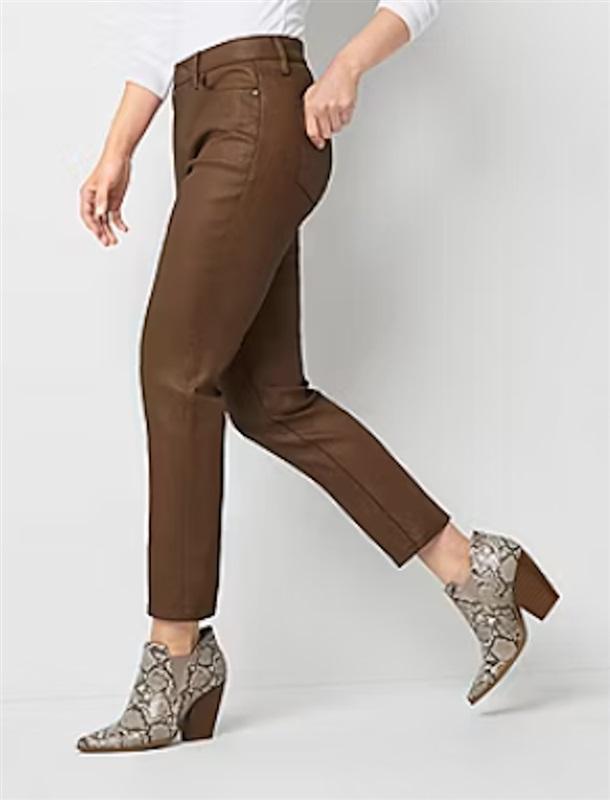 NWT a.n.a 2P Coated High Rise Slim Straight Leg Jean Brown 116300
