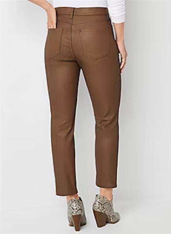 NWT a.n.a 2P Coated High Rise Slim Straight Leg Jean Brown 116300