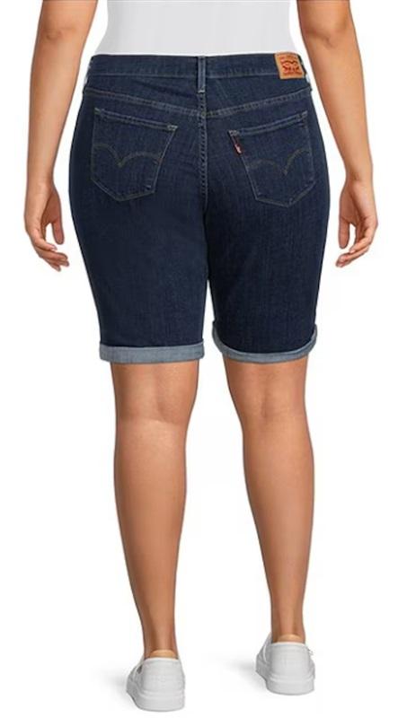 NWT Levis 24w Plus Size Classic Bermuda Jean Shorts Med Dk wash 116304