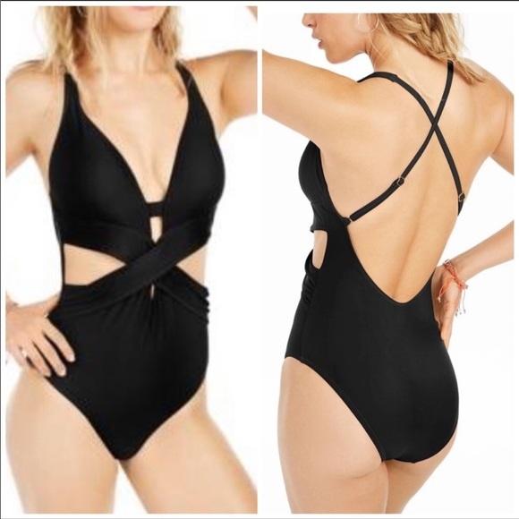 NWOT Bar III XL Wrap-Around Black Monokini 1PC Swimsuit 116359