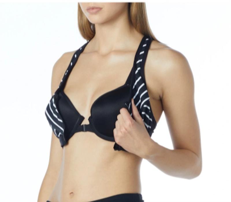 NWT Coco Reef 34C RACERBACK UNDERWIRE BIKINI TOP Black Zip Up 116368