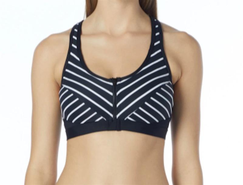 NWT Coco Reef 34C RACERBACK UNDERWIRE BIKINI TOP Black Zip Up 116368
