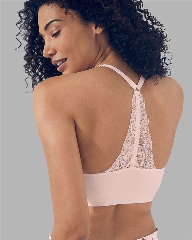NWOTD Soma S Lace Racerback Wireless Bralette Bra Pink 116435