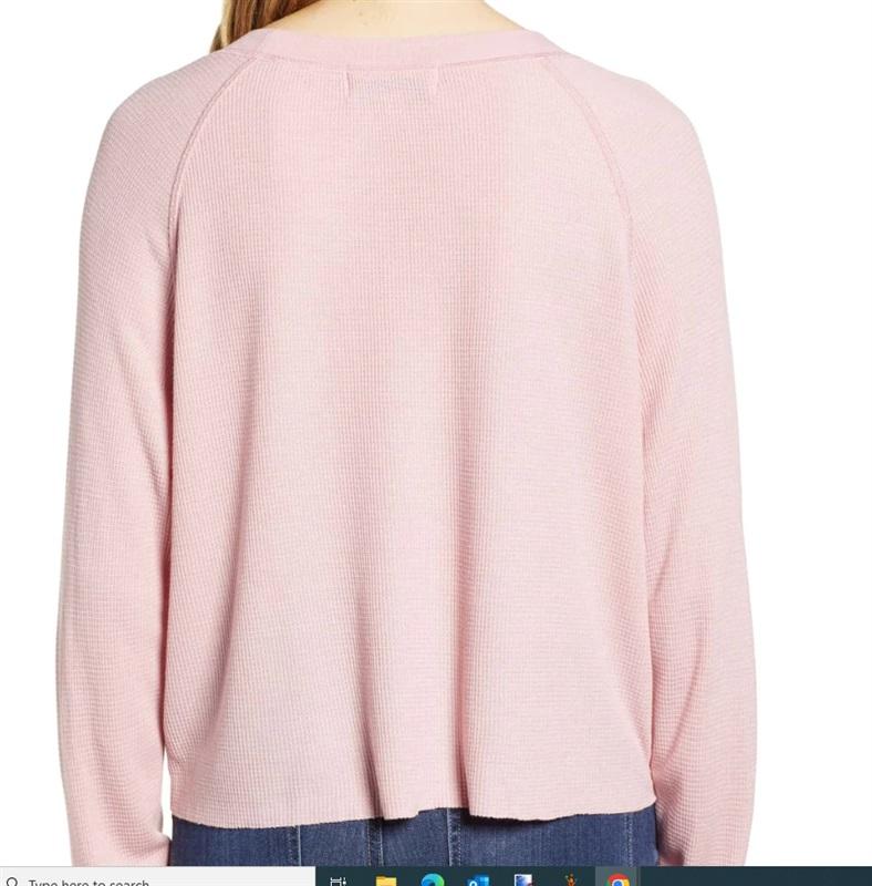 NWOT Wildfox Oversized XS Monte Dog Person Pink Cropped Thermal Top 116506