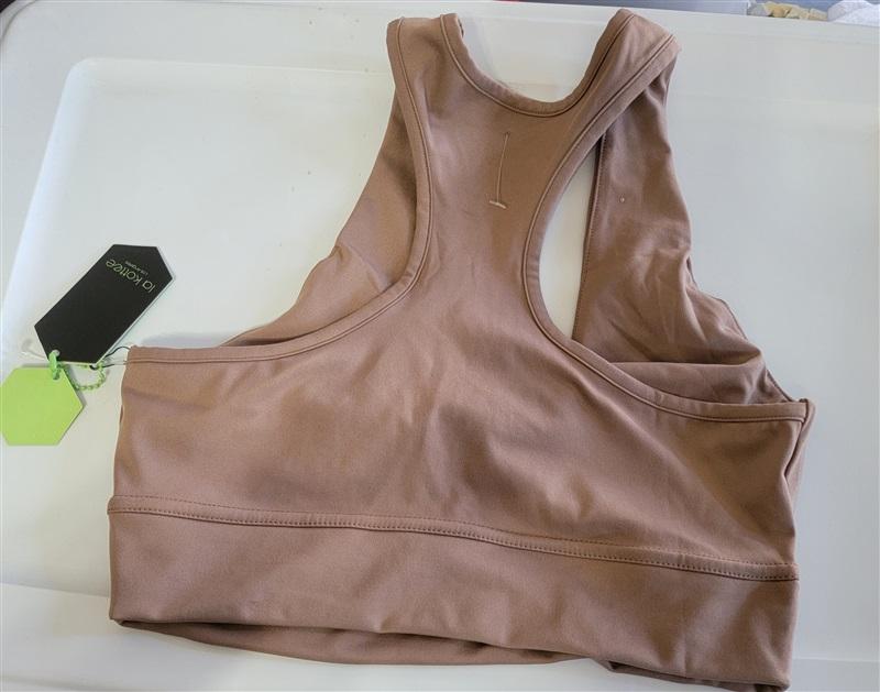 NWT La Kottee S Adjustable Sports Bra Tan Twist Front 116510
