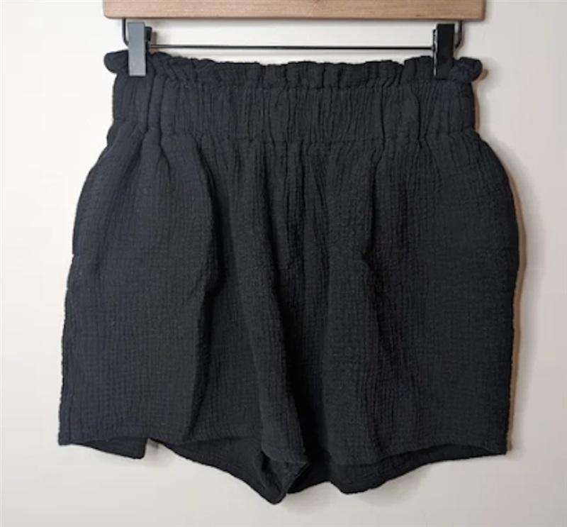NWOT Bishop Young SM Gauze Shorts Black Pull On 116518
