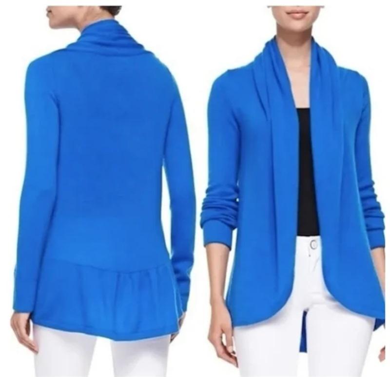 NWOT Lilly Pulitzer Bryn Shawl front Cardigan Bright Blue 116570