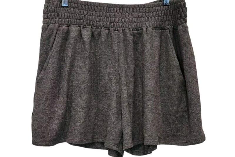 NWT Calme Johnny Was M Smocked Cozy Pull On Shorts Gray 116571