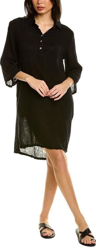 NWOT Michael Stars M Cecily Gauze Lace Crinkle Dress Collared Navy Blue 116573