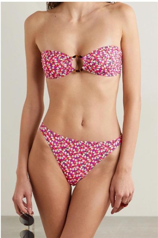 NWOT Solid & Striped Tati S Floral Ring Bandeau Bikini Swim Top & Bottom 116575