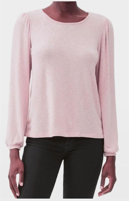 NWOT Michael Stars L Gianna Puff Sleeve Top Pink 116582