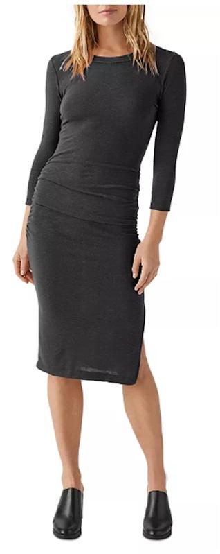 NWOT Michael Stars M Christy Ruched Dress Charcoal Gray 116583