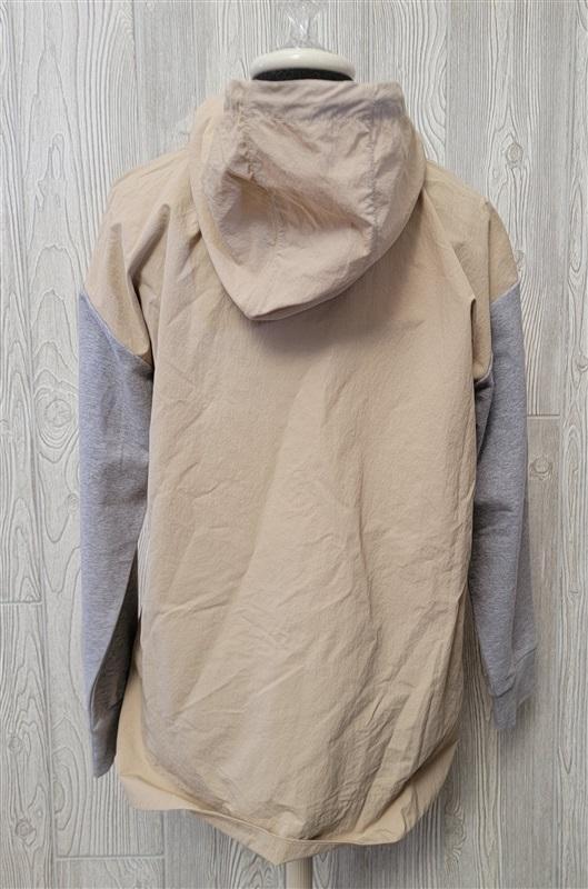 NWT Calme L Mix Nylon Hoodie Pullover Tan 116595