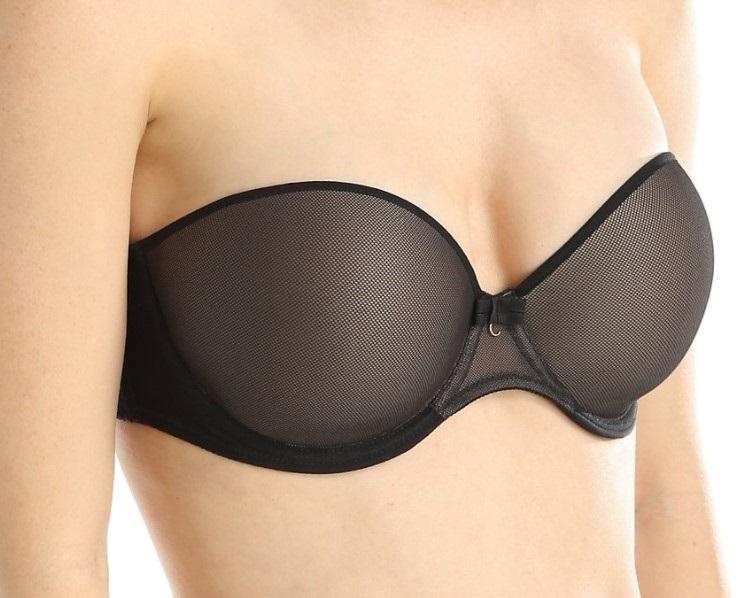 NEW Chantelle 32DDDD Vous et Moi Silicone Free Strapless Bra 2136 Black 116603