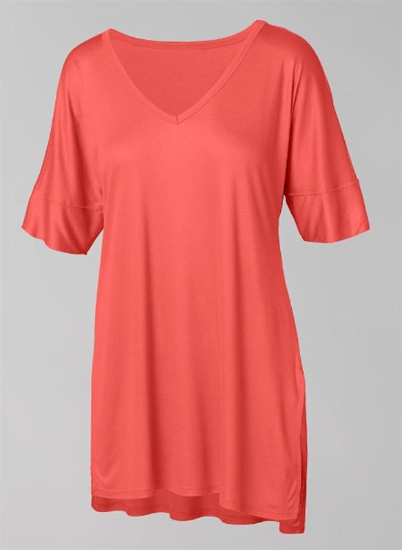 New Soma XS Modal Short Sleeve Tunic Shirt Red 116608
