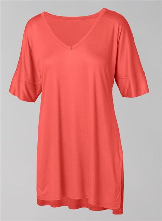 New Soma XS Modal Short Sleeve Tunic Shirt Red 116608