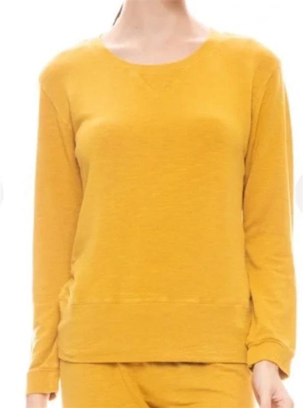 NWT Monrow 2x Boyfriend Long Sleeve Sweatshirt Yellow 116609