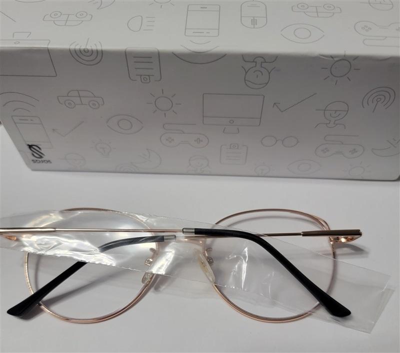 NWT Sojos Cat Eye Round Blue Light Gold Frame Unisex 116619