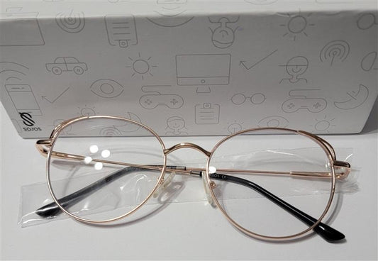 NWT Sojos Cat Eye Round Blue Light Gold Frame Unisex 116619