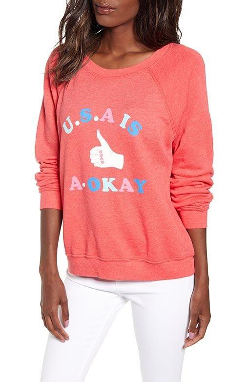 NWT Wildfox L USA IS A OKAY Thumbs Up Sweatshirt 116632