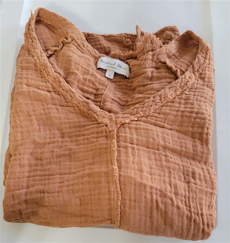 NWOT Michael Stars S GIO V-NECK BRACELET SLEEVE TOP Brown 116693