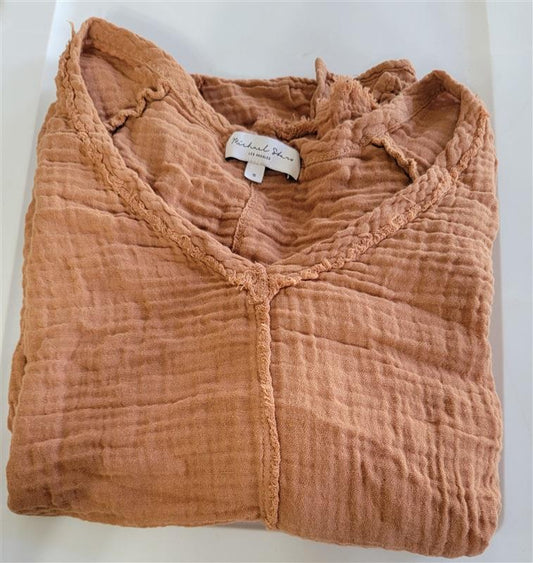 NWOT Michael Stars S GIO V-NECK BRACELET SLEEVE TOP Brown 116693