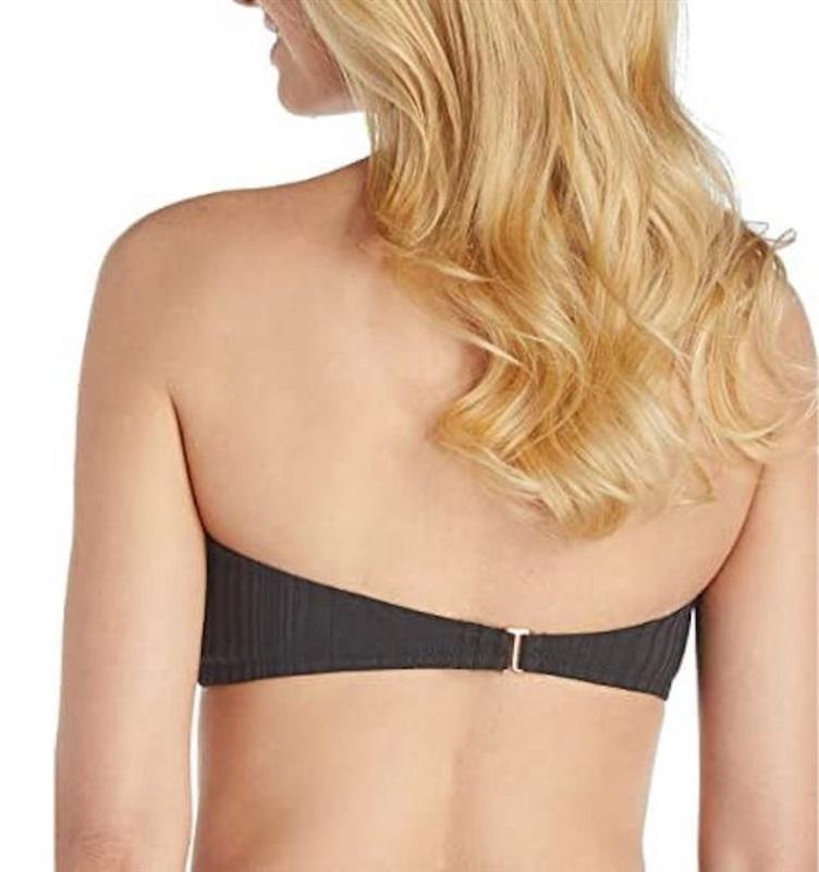 NWT Raisins Beach Cove Textured Bandeau Knot Bikini Swim Top Black 116706