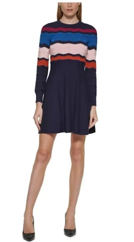 NWOT Vince Camuto M Chevron Stripe Sweater Mini Dress 116708