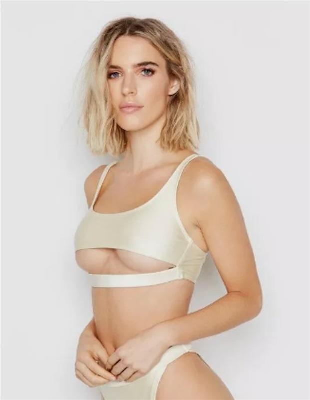 NWT Ris-k XS Discover Cloud Under Boob cut Out Ivory Bikini Top 116718