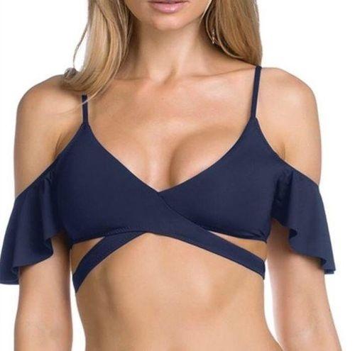 NWOT Becca L Off-Shoulder Strappy Bikini Swim Top Blue 116733