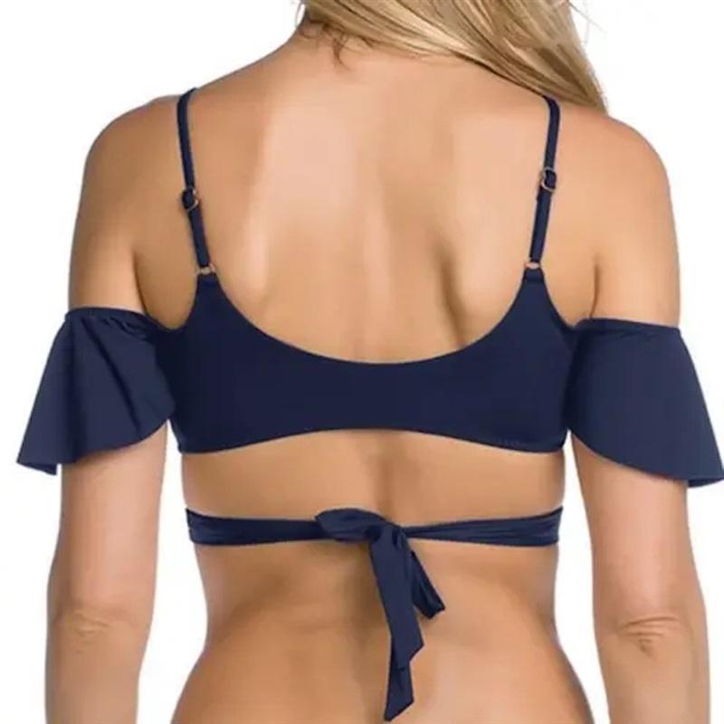NWOT Becca L Off-Shoulder Strappy Bikini Swim Top Blue 116733