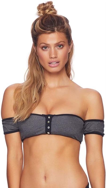 NWT BEACH BUNNY L PRESLEY OFF SHOULDER TOP Gray 116741