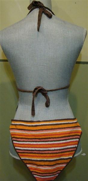NWT BCBG Max Azria Hand Crochet Stripe Bikini Top S Bottom M Orange 116796