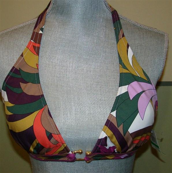 NWT BCBG Max Azria S Aubergine Rainbow Cabaret hook Halter Bikini 116810