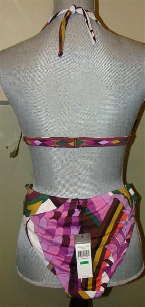 NWT BCBG Max Azria S Aubergine Rainbow Cabaret hook Halter Bikini 116810