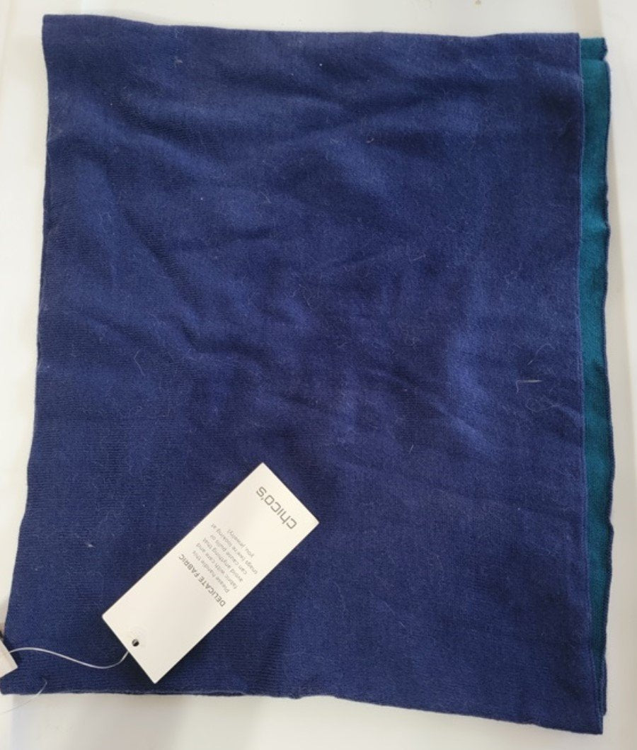 NWT Chico's Reversible Infinity Scarf Blue & Teal 116816