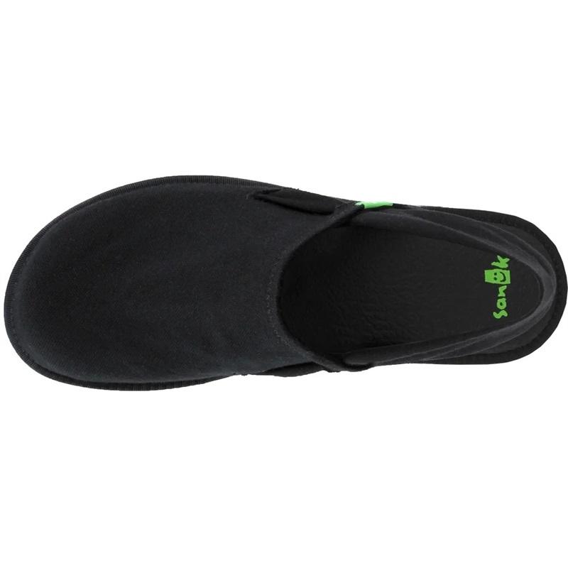 NWT Sanuk 6 Yoga Sling Cruz Slip on Slingback Flats Clogs Black 116863