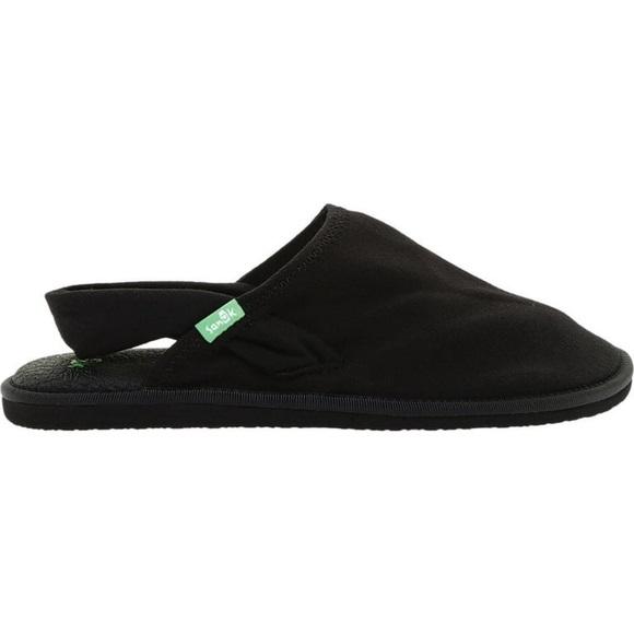 NWT Sanuk 8 Yoga Sling Cruz Slip on Slingback Flats Clogs Black 116865