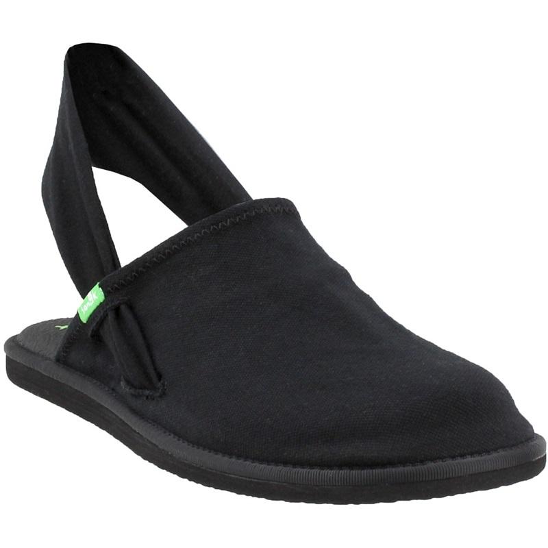 NWT Sanuk 8 Yoga Sling Cruz Slip on Slingback Flats Clogs Black 116865