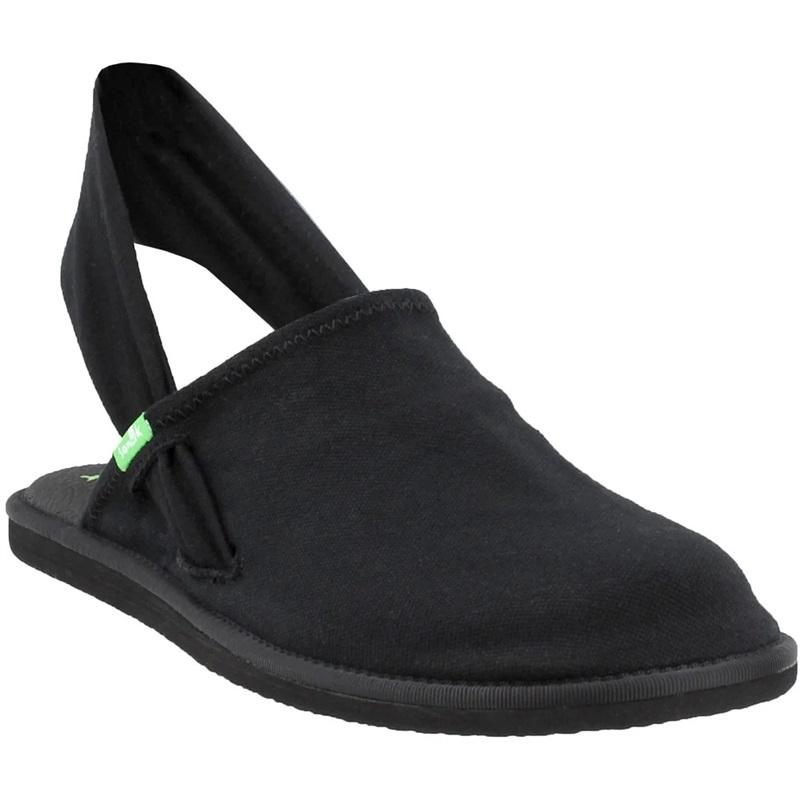 NWT Sanuk 8 Yoga Sling Cruz Slip on Slingback Flats Clogs Black 116865