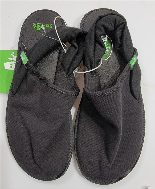 NWT Sanuk 9 Yoga Sling Cruz Slip on Slingback Flats Clogs Black 116866