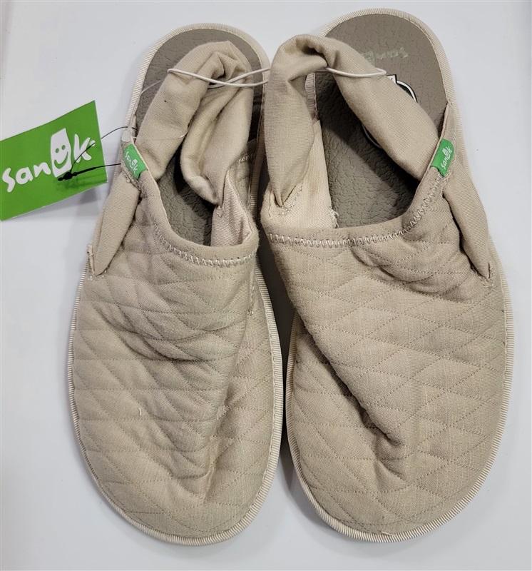 NWT Sanuk 7 Yoga Sling Cruz Quilted Slip On Slingback Flats Clogs Beige 116869