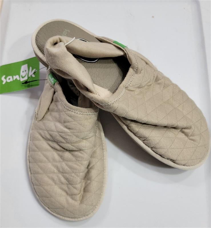 NWT Sanuk 7 Yoga Sling Cruz Quilted Slip On Slingback Flats Clogs Beige 116869