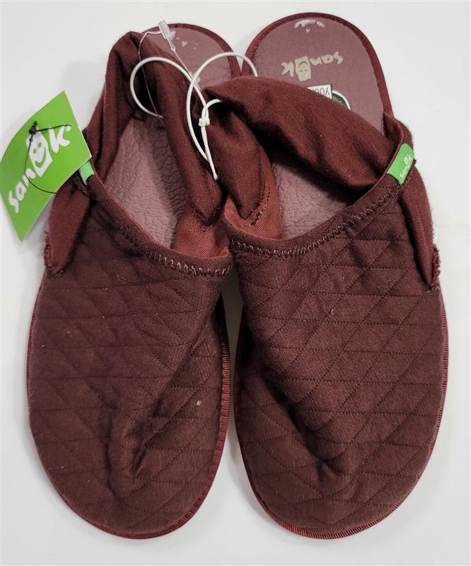 NWT Sanuk 8 Yoga Sling Cruz Quilted Slip On Slingback Flats Clog Burgundy 116875