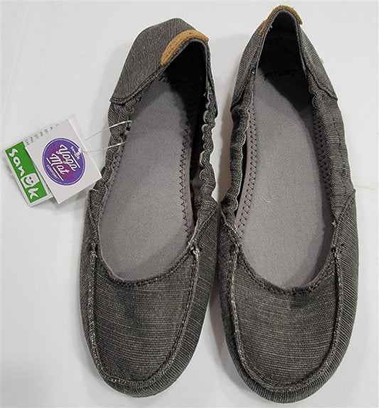 NWT Sanuk 7 Elle V Eight Charcoal Moccasin Flats 116911