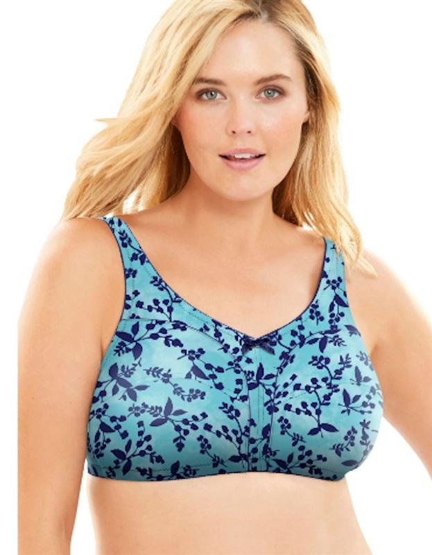 NWOT Comfort Choice 40B Soft Cup Full Coverage Bra Blue flower 116937