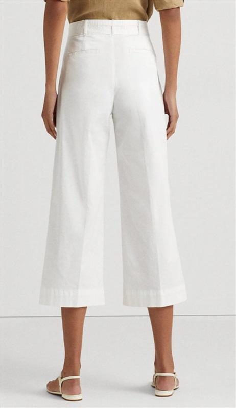 NWOT Ralph Lauren 16 Micro-Sanded Belted Wide-Leg White Trousers 116941