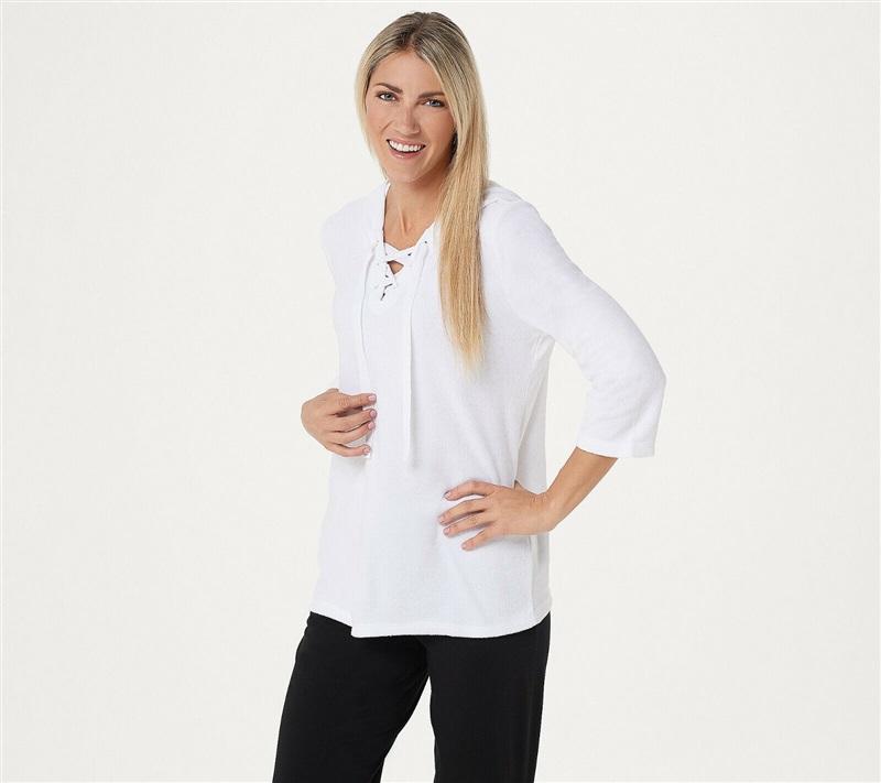 NWT Anybody S French Terry Lace Up Hoodie White 117037