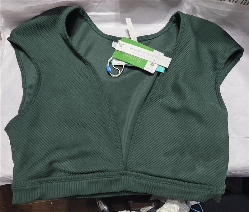 NWTD Bleu Rod Beattie 10 Walk the Line Green Deep V Bikini Shirt 117058