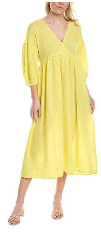 NWOT Michael Stars M Double Gauze Yellow Midi Dress 117066